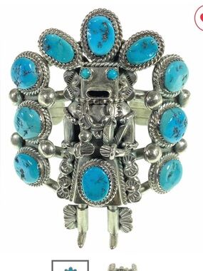 Signed/Sterling Authentic Turquoise Kachina Cuff